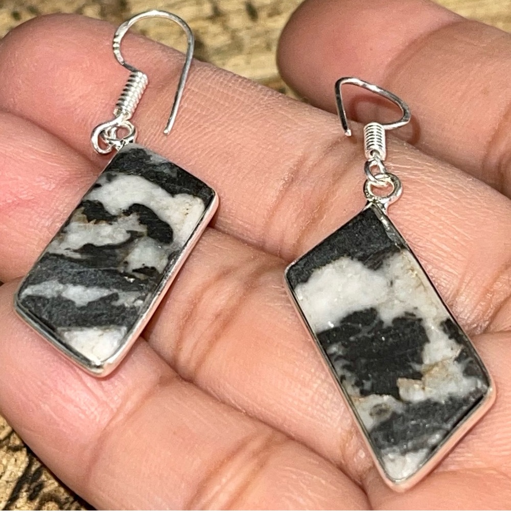 White Buffalo Turquoise Earrings 2” - Picture 5 of 13